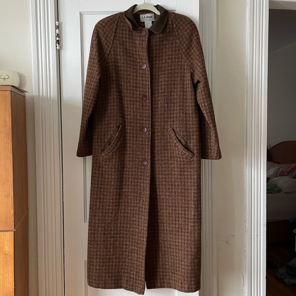LL Bean vintage wool long tweed overcoat